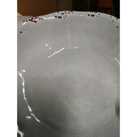 Tommy Bahama 12-Piece Rustic Stoneware Dinnerware Set - Crackle Gray With Brown - Picture 8 of 8